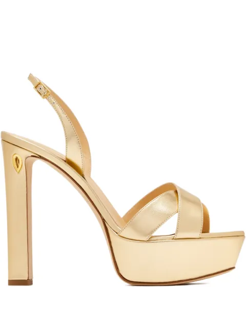 Jennifer Chamandi Leonardo 130 criss cross heeled sandals Gold JC0084GONAWOS