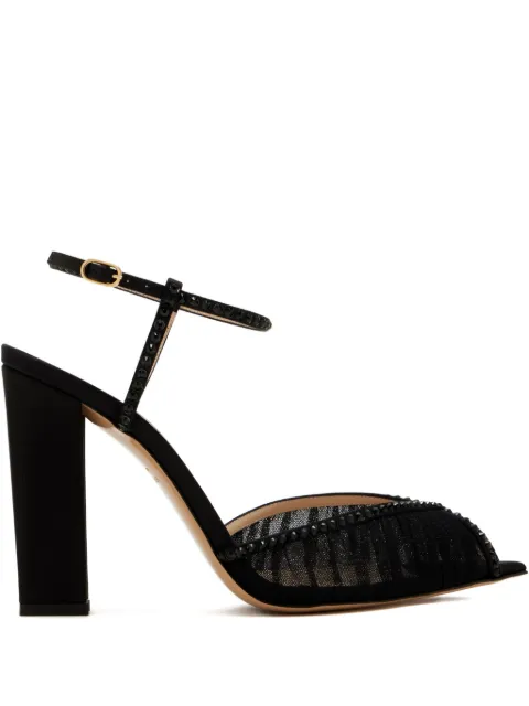 Andrea Wazen Katy embellished block-heel sandals Black KATBL105STH