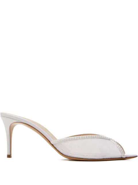 Andrea Wazen Katy lace pearl mules White KATMU075LSP