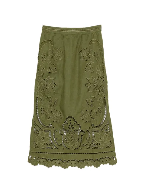 FARM Rio Green Majestic Garden midi skirt Green 344609