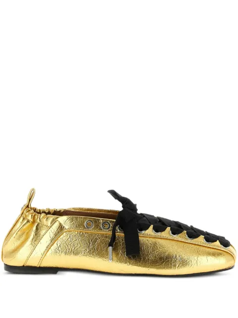 GANNI lace-up ballet flats Gold B1020041