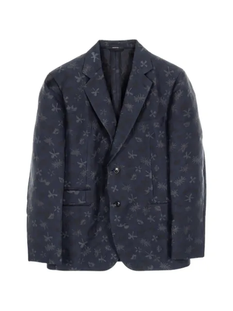 Hermès Pre-Owned 2010s floral-pattern blazer Blue 1035045