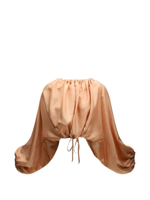 Di Stavnitser Paloma bishop-sleeve drawstring-fastening blouse Pink BL08PS26013