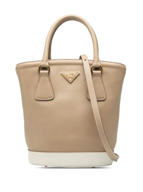 Prada Pre-Owned 2010-2025 Saffiano Bucket Bag satchel Brown TVG7A0VQDKPAYNG0
