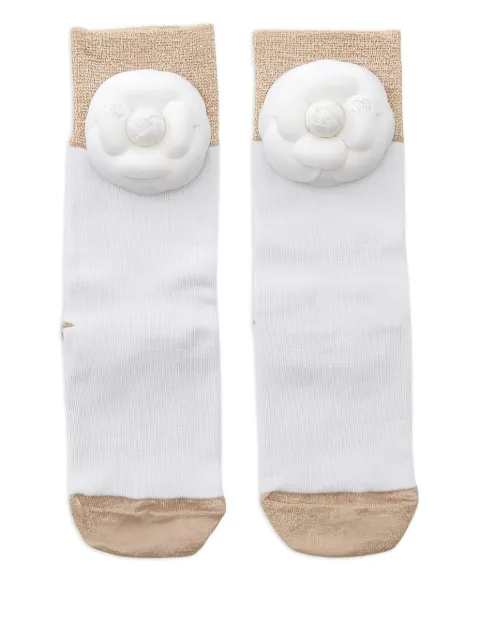 CHANEL Pre-Owned 1986-1988 Camellia socks White 1032274