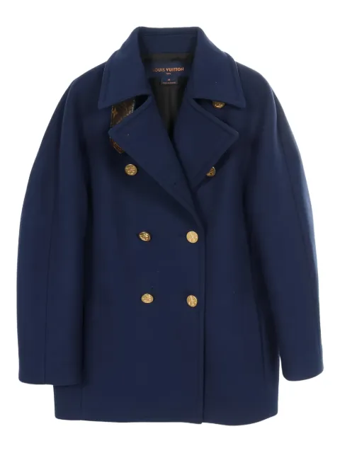 Louis Vuitton Pre-Owned anchor-Button coat Blue 1032316