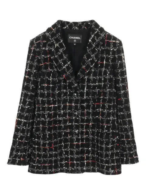CHANEL Pre-Owned 1986-1988 button-front tweed jacket Black 1034962