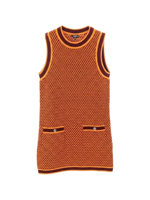 CHANEL Pre-Owned 1986~1988 sleeveless knit mini dress Orange 1033330