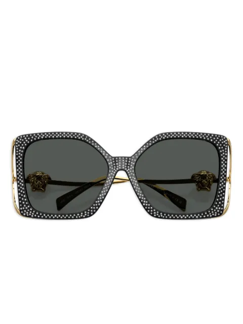 Versace Eyewear crystal-embellished square-frame sunglasses Black VE4502U550787