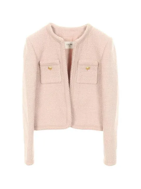 Celine Pre-Owned 2010s collarless tweed jacket Pink 1034982