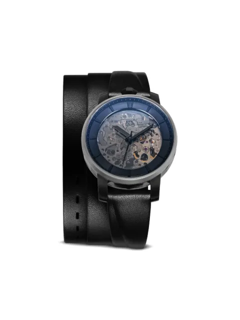 Fob Paris R360 36mm watch Blue R360SISYPHOSTRIPLEBLACKLEATHERW