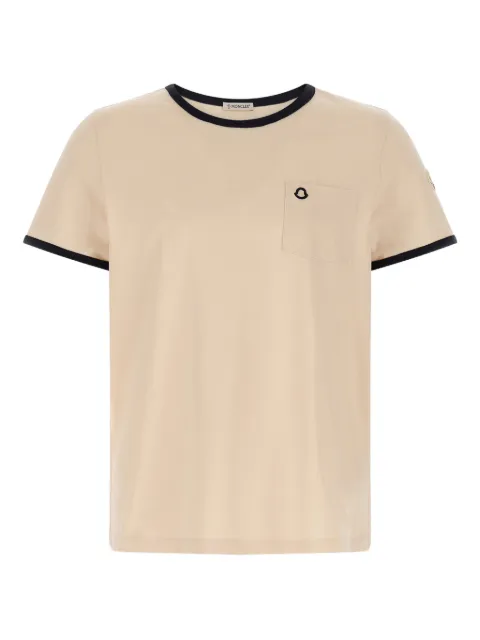 Moncler logo-embroidered cotton T-shirt Neutrals L10938C0001989AUO