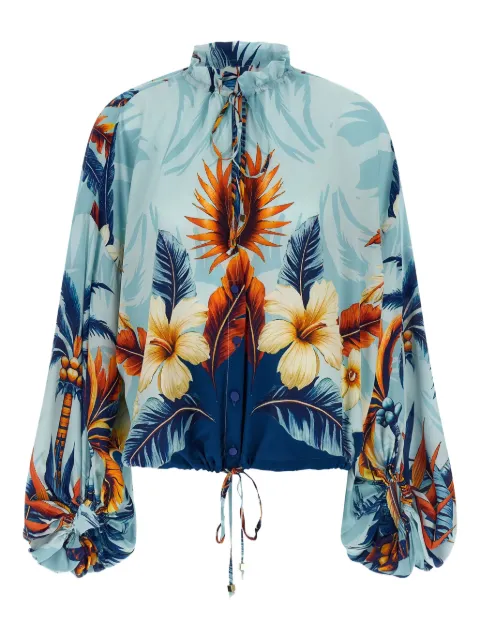 F.R.S For Restless Sleepers Archilo ruffled floral-print blouse Blue CA001035TE00883186