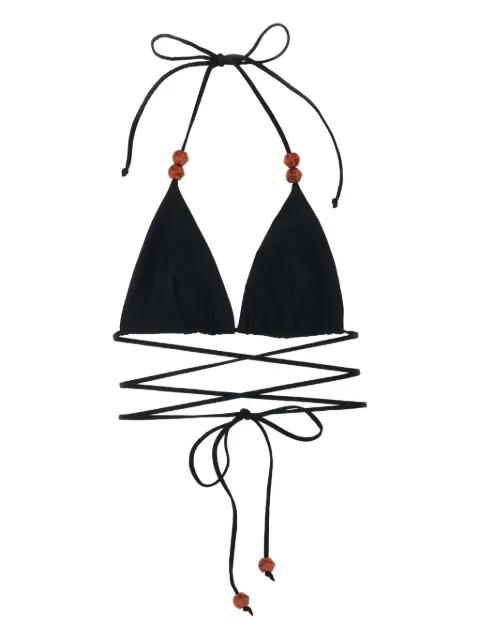 Magda Butrym bead-detail bikini top Black 629426