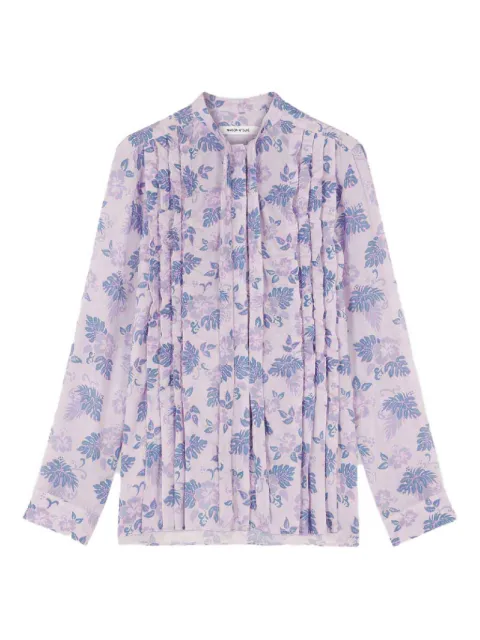 Maison Kitsuné floral pussy-bow top Purple MW00413WC4033O502
