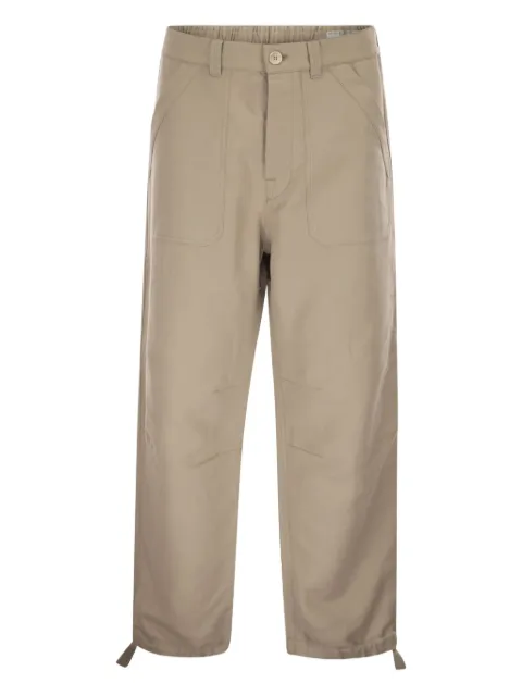 Brunello Cucinelli linen and cotton drill trousers with patch pockets and drawstring Brown MH255S2470C2444