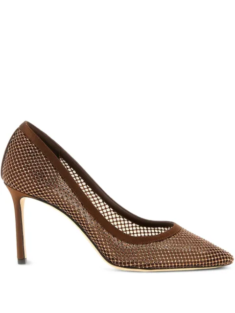 Jimmy Choo Romy crystal-embellished pumps Brown ROMY85EQF