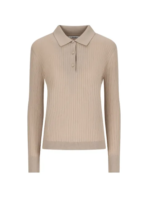 Max Mara ribbed collared polo top Neutrals 2611361058600