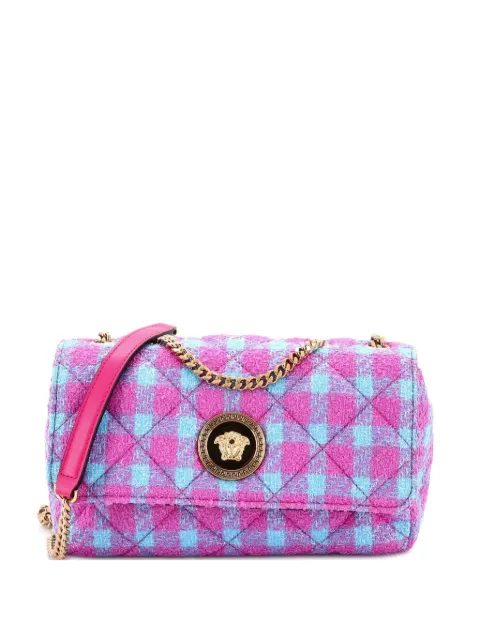 Versace Pre-Owned Medusa Icon Chain Flap Bag Quilted Tweed East West shoulder bag Blue EC4F29OIWR4K01UW