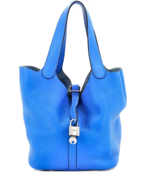Hermès Pre-Owned Picotin Lock Bag Clemence MM bucket bag Blue N6LQSJ9MK25B6XYL