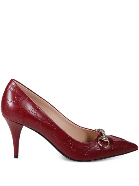Gucci horsebit-detail GG-pattern pumps Red 853318AAD4U