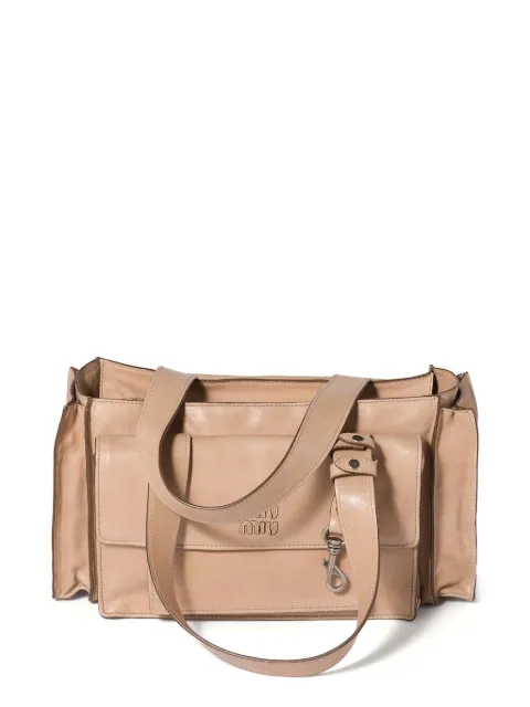 Miu Miu Utilitaire nappa leather shopping bag Neutrals 5BG335VPOO2G7Q