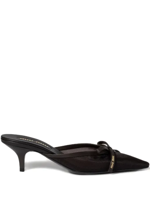 Miu Miu mesh fabric heeled mules Brown 5R594EF055099