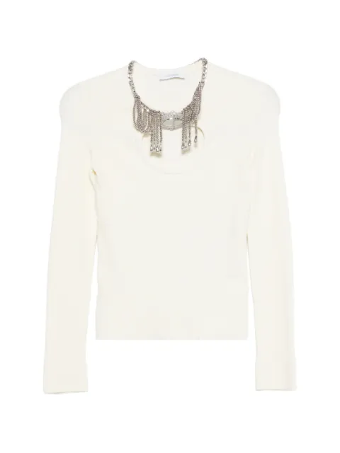 Rabanne cutout long-sleeve blouse Neutrals 26PMPU068ML0334