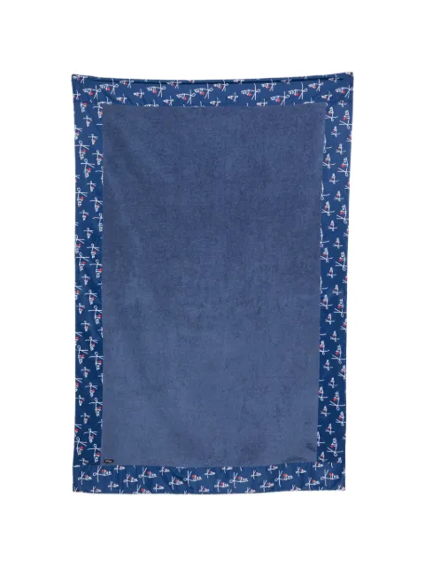 Kiton logo print beach towel Blue UTLM02S2612302000