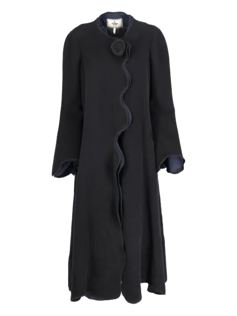 Fendi Pre-Owned wool double-breasted ruffled coat Black W251111503