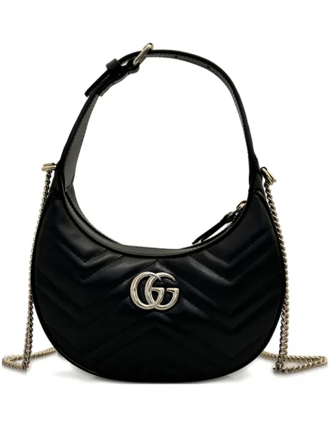Gucci small GG Marmont chevron shoulder bag Black 699514AAET8