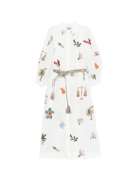 ALEMAIS embroidered midi dress White 6313DCREAM