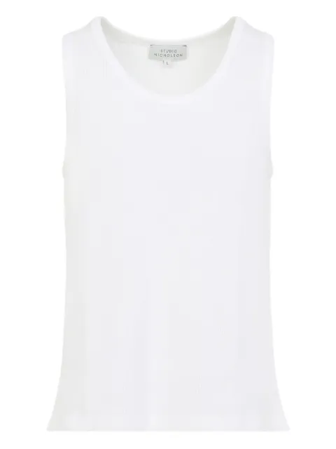Studio Nicholson ribbed-knit tank top White RAZIMSNM1487MESHJERSEYPARCHMENT