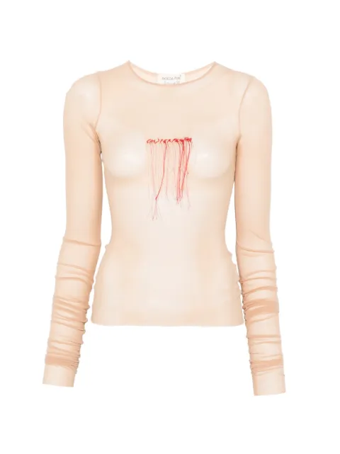 Patrizia Pepe ruched-sleeve top Neutrals 8M1756J363