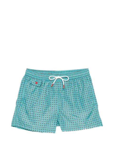Kiton geometric-print swim shorts Blue UCOM2CK0743H72000