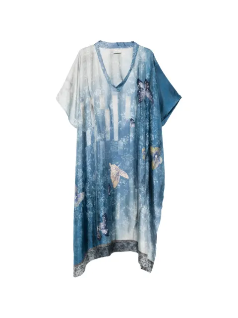 Pierre-Louis Mascia V-neck butterfly-print tunic dress Blue ALOESKL10062L200