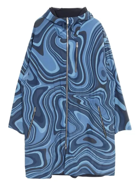 Hermès Pre-Owned 2010s serie hooded button coat Blue 1019939
