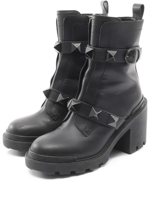 Valentino Garavani Pre-Owned 2000s rockstud leather boots Black 1026669