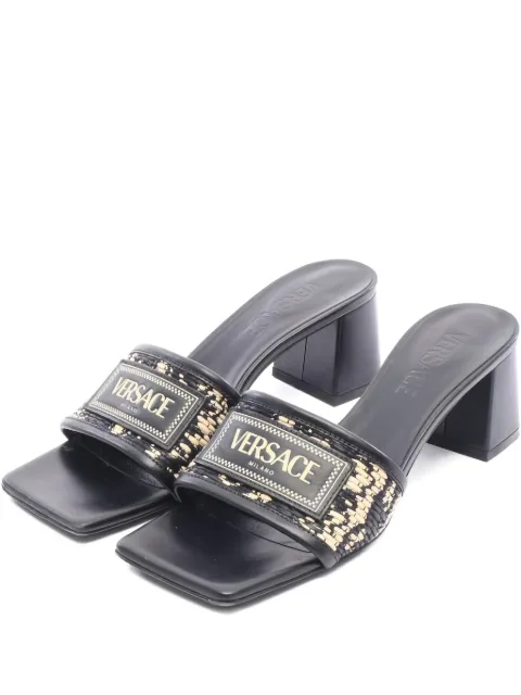 Versace Pre-Owned 2010s logo fabric sandals Black 1015590
