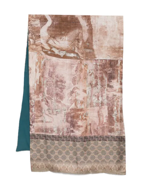Pierre-Louis Mascia printed border scarf Brown ALOESTA065X190D