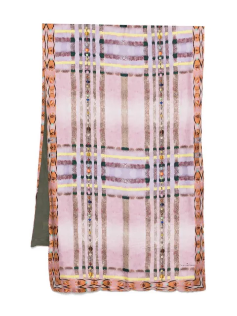 Pierre-Louis Mascia beaded print scarf Pink ALOESTA065X190D