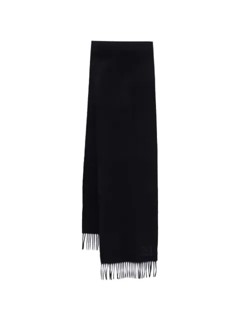 Max Mara fringed-hem logo-embroidered scarf Blue 2614541311600