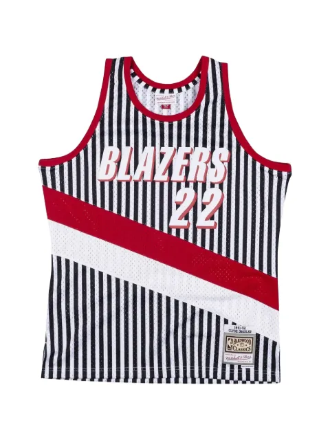 Mitchell & Ness x NBA Clyde Drexler striped swingman vest Black SMJYBW19047PTBPTBK91CDR