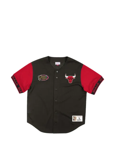 Mitchell & Ness x NBA Chicago Bulls mesh button-front shirt Black MSBFAJ19017CBUBLCK