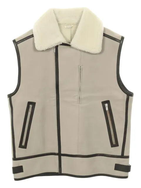 Hermès Pre-Owned zip-up shearling-trimmed gilet Neutrals 1030457