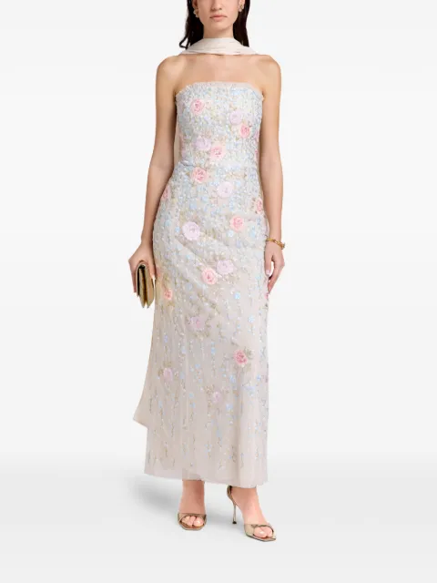 Needle & Thread floral-embellished strapless midi dress Neutrals DGCT26RPS26