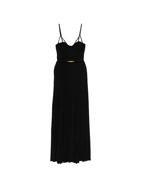 Elisabetta Franchi Red Carpet dress made of lamé-effect jersey fabric with belt Black ABR1661E2