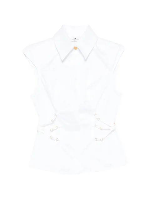 Elisabetta Franchi cotton poplin shirt with elastic straps White CA14361E2