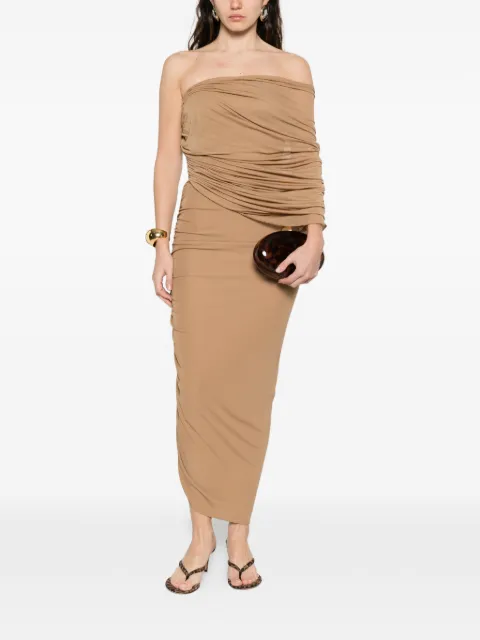 Giuseppe Di Morabito one-shoulder ruched midi dress Neutrals 06PSDR71716301