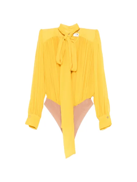 Elisabetta Franchi pleated tie bodysuit Yellow CB00661E2